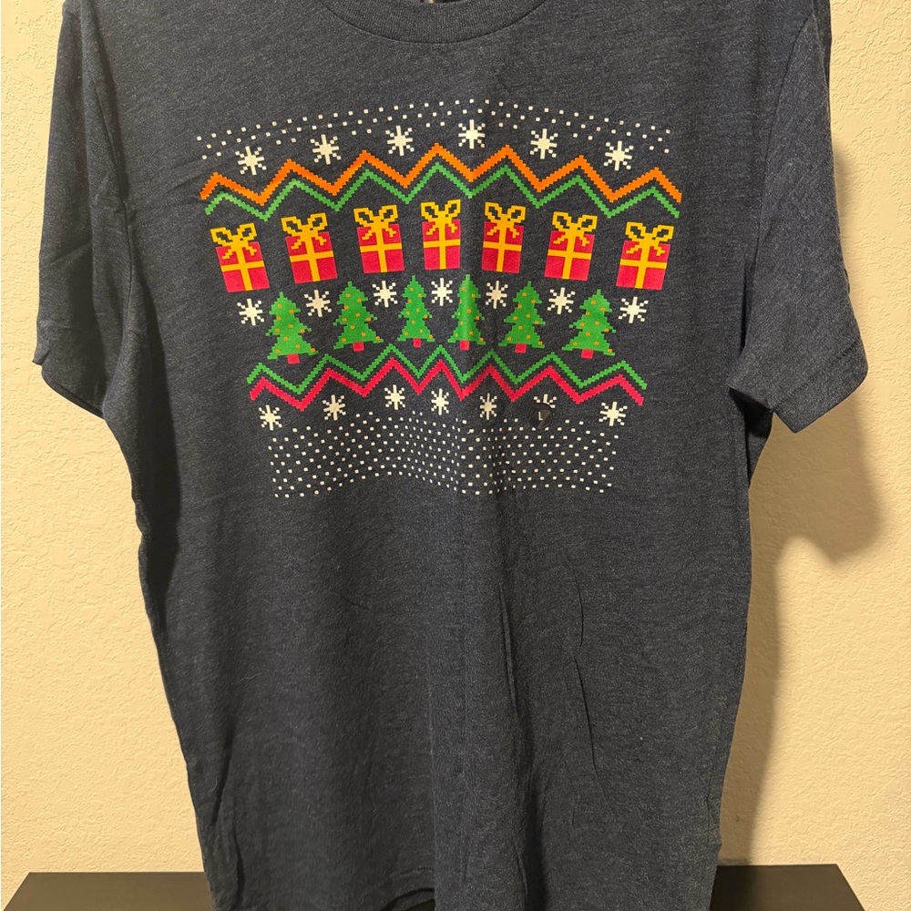 Abercrombie & Fitch Navy Muscle Christmas Print Tee